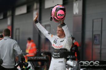 World © Octane Photographic Ltd. Saturday 5th July 2014. British GP, Silverstone, UK. - Formula 1 Qualifying Parc Ferme. McLaren Mercedes MP4/29 - Jenson Button. Digital Ref: 1018LB1D0278
