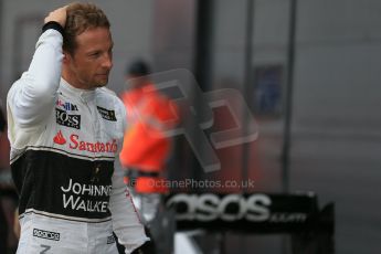World © Octane Photographic Ltd. Saturday 5th July 2014. British GP, Silverstone, UK. - Formula 1 Qualifying Parc Ferme. McLaren Mercedes MP4/29 - Jenson Button. Digital Ref: 1018LB1D0285