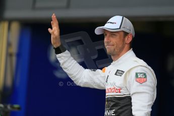World © Octane Photographic Ltd. Saturday 5th July 2014. British GP, Silverstone, UK. - Formula 1 Qualifying Parc Ferme. McLaren Mercedes MP4/29 - Jenson Button. Digital Ref: 1018LB1D0290