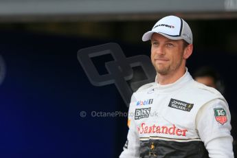 World © Octane Photographic Ltd. Saturday 5th July 2014. British GP, Silverstone, UK. - Formula 1 Qualifying Parc Ferme. McLaren Mercedes MP4/29 - Jenson Button. Digital Ref: 1018LB1D0297
