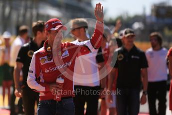 World © Octane Photographic Ltd. Scuderia Ferrari SF15-T– Sebastian Vettel. Sunday 6th September 2015, F1 Italian GP Drivers’ Parade, Monza, Italy. Digital Ref: 1418LB5D9088