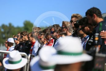 World © Octane Photographic Ltd. Sunday 6th September 2015, F1 Italian GP Justin Wilson 1 minute’s silence, Monza, Italy. Digital Ref: 1418LB5D9148