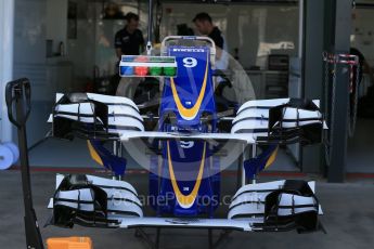 World © Octane Photographic Ltd. Sauber F1 Team C35 – Marcus Ericsson garage in setup stage.Wednesday 16th March 2016, F1 Australian GP, Melbourne, Albert Park, Australia. Digital Ref : 1513LB1D9559