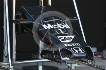 World © Octane Photographic Ltd. McLaren Honda front wing still in setup stage. Wednesday 16th March 2016, F1 Australian GP, Melbourne, Albert Park, Australia. Digital Ref : 1513LB1D9570