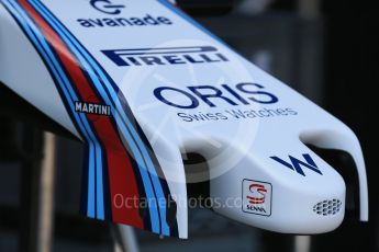 World © Octane Photographic Ltd. Williams Martini Racing, Williams Mercedes front nose. Wednesday 16th March 2016, F1 Australian GP, Melbourne, Albert Park, Australia. Digital Ref : 1513LB1D9584