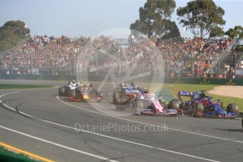World © Octane Photographic Ltd. Formula 1 – Australian GP Race. Scuderia Toro Rosso STR14 – Daniil Kvyat and SportPesa Racing Point RP19 – Lance Stroll. Melbourne, Australia. Sunday 17th March 2019.