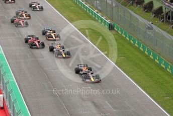 World © Octane Photographic Ltd. Formula 1 – Emilia Romagna Grand Prix – Imola, Italy. Friday 24th April 2022 Race. Oracle Red Bull Racing RB18 – Max Verstappen leads from the start as Sergio Perez takes 2nd place.