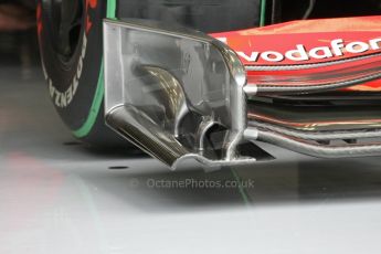 World © Octane Photographic. Belgian GP - Spa Francorchamps, Pitlane, 27th August 2009. Lewis Hamilton, McLaren MP4/24 front wind endplate detail. Digital Ref :