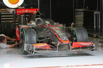 World © Octane Photographic. Belgian GP - Spa Francorchamps, Pitlane, 27th August 2009. Lewis Hamilton, McLaren MP4/24. Digital Ref :