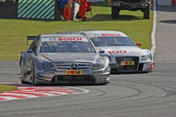 World © Octane Photographic Ltd. 2009. German Touring Cars (DTM) – Brands Hatch, UK. Bruno Spengler - HWA Team - AMG Mercedes C-Klass 2009, Tom Kristensen - Abt Sportsline - Audi A4 DTM 2009. 5th September 2009. Digital Ref : 0054CB1D0827