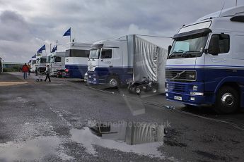 © Octane Photographic 2010. British F3 – Thruxton . 7th August 2010. Carlin transporters in the paddock. Digital Ref : CB5D3715