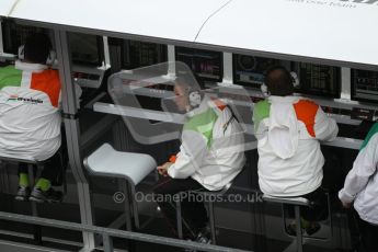 © Octane Photographic 2010. 2010 F1 Belgian Grand Prix, Friday August 27th 2010. Force India pitwall. Digital Ref : 0030CB1D0331