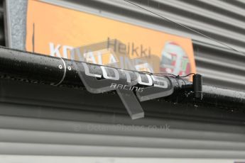 © Octane Photographic 2010. 2010 F1 Belgian Grand Prix, Friday August 27th 2010. Lotus grage - Heikki Kovalainen. Digital Ref : 0030CB1D1066