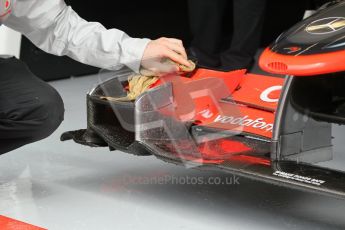 © Octane Photographic 2010. 2010 F1 Belgian Grand Prix, Friday August 27th 2010. McLaren MP4/25 front wing getting dried off. Digital Ref : 0030CB1D1139
