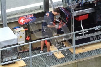 © Octane Photographic 2010. 2010 F1 Belgian Grand Prix, Friday August 27th 2010. Toro Rosso pitwall. Digital Ref : 0030LW7D9659