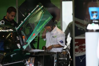 2010 Le Mans 24 Hour (24 Heures du Mans), 11th June 2010. Lola B09/60 Judd - Drayson Racing garage. Digital ref : CB1D2055