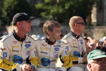 2010 Le Mans 24 Hour (24 Heures du Mans), 11th June 2010. Drivers' parade. Corvette Racing - Johnny O'Connell, Antonio Garcia, Jan Magnussen. Digital ref : CB1D2400