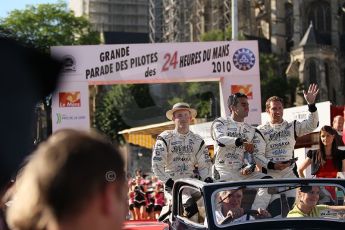 2010 Le Mans 24 Hour (24 Heures du Mans), 11th June 2010. Drivers' parade. Strakka Racing - Danny Watts, Nick Leventis, Johnny Kane. Digital ref : CB1D2438
