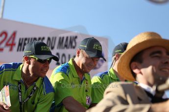 2010 Le Mans 24 Hour (24 Heures du Mans), 11th June 2010. Drivers' parade. Risi Competizione Niclas Jonsson, Eric van de Poele. Digital ref : CB1D2665