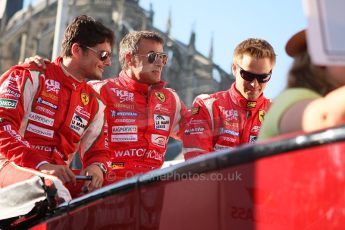 2010 Le Mans 24 Hour (24 Heures du Mans), 11th June 2010. Drivers' parade. AF Corse SRL - Giancarlo Fisichella, Jean Alesi, Toni Vilander. Digital ref : LW40D2906
