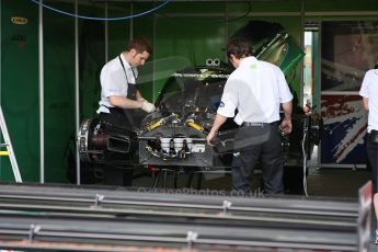 2010 Le Mans 24 Hour (24 Heures du Mans), 11th June 2010. Lola B09/60 Judd - Drayson Racing garage. Digital ref : LW40D2177