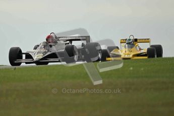 World © Octane Photographic 2010. 2010 Donington Revived! meeting, September 5th 2010. MastersGP - Historic Formula 1, Historic F1. Lotus 87B3 - Nico Bindels, Fitipaldi F5a Richard Barber. Digital ref : 0029CB1D4616