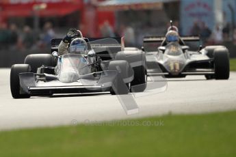 World © Octane Photographic 2010. 2010 Donington Revived! meeting, September 5th 2010. MastersGP - Historic Formula 1, Historic F1. Wolf Williams FW05 - Roger Wills, Lotus 91 - Dan Collins. Digital ref : 0029CB1D4764