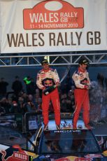 © North One Sport Limited 2010/ Octane Photographic Ltd. 2010 WRC Great Britain Podium, Sunday 14th November 2010, Loeb and Elena on the bonnet of their Citroen C4 WRC. Digital ref : 0114LW1D1507