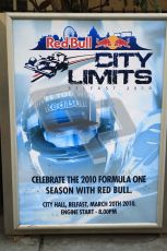 World © Octane Photographic 2010. 2010 Red Bull City Limits street demo Belfast, David Coulthard. Digital ref : 0027CB1D3850