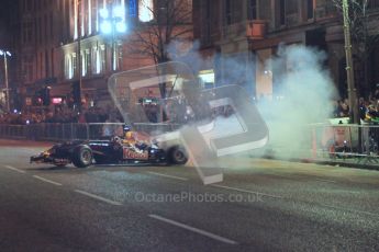 World © Octane Photographic 2010. 2010 Red Bull City Limits street demo Belfast, David Coulthard. Digital ref : 0027CB1D4070