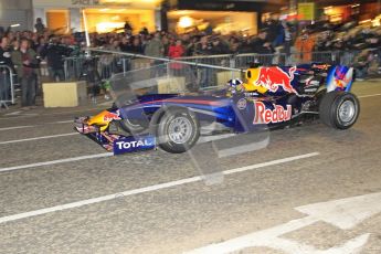 World © Octane Photographic 2010. 2010 Red Bull City Limits street demo Belfast, David Coulthard. Digital ref : 0027CB1D4128