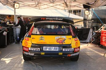 © North One Sport Limited 2010/ Octane Photographic Ltd. 2010 WRC Great Britain Shakedown, Wednesday 10th November 2010, Citroen C4 WRC. Petter Solberg Car in Main Garage in Cardiff City Center. Digital Ref : 0035LW1D1853