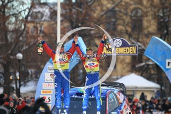 © North One Sport Ltd.2010 / Octane Photographic Ltd.2010. WRC Sweden Podium, February 14th 2010, Victors!. Digital Ref : 0138CB1D3175