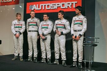 World © Octane Photographic Ltd. McLaren Autosport BRDC Young Drivers. January 14th 2011. 2011 Autosport International Show - NEC, Birmingham. Lewis Williamson (Award Winner), Nigel Moore, Scott Malvern, Jack Harvey and Luciano Bacheta. Digital Ref : 0871cb1d0013