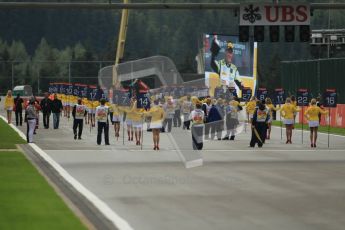 © Octane Photographic Ltd. 2011. Belgian Formula 1 GP, GP2 Race 2 - Sunday 28th August 2011. Grid girls waiting for the GP2  cars to line up for Race 2. Digital Ref : 0205cb1d0013