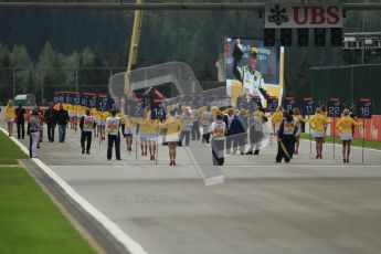 © Octane Photographic Ltd. 2011. Belgian Formula 1 GP, GP2 Race 2 - Sunday 28th August 2011. Grid girls waiting for the GP2 cars to line up for Race 2. Digital Ref : 0205cb1d0013