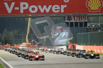 © Octane Photographic Ltd. 2011. Belgian Formula 1 GP, GP2 Race 2 - Sunday 28th August 2011. GP2 Race 2 line up waiting for the lights to go out. Digital Ref : 0205cb1d0180