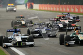 © Octane Photographic Ltd. 2011. Belgian Formula 1 GP, GP2 Race 2 - Sunday 28th August 2011. GP2 Race 2, havoc as the lights go out. Digital Ref : 0205cb1d0211