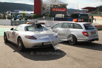 © Octane Photographic Ltd. 2011. Belgian Formula 1 GP, GP2 Race 2 - Sunday 28th August 2011. Safety Cars waiting to be deployed if needed during race 2.  Digital Ref : 0205cb7d0037