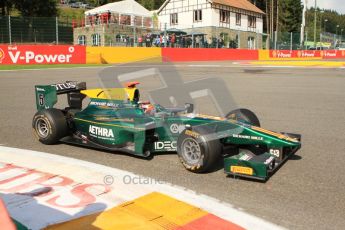 © Octane Photographic Ltd. 2011. Belgian Formula 1 GP, GP2 Race 2 - Sunday 28th August 2011. Jules Bianchi of Lotus ART taking on La Source. Digital Ref : 0205cb7d0111