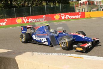 © Octane Photographic Ltd. 2011. Belgian Formula 1 GP, GP2 Race 2 - Sunday 28th August 2011. Marcus Ericsson of iSport International taking on La Source. Digital Ref : 0205cb7d0241