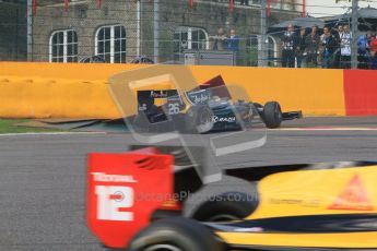 © Octane Photographic Ltd. 2011. Belgian Formula 1 GP, GP2 Race 2 - Sunday 28th August 2011. Shell V-Power signs lie over Luiz Razia of Caterham Racing AirAisa as he retires from Race 2. Digital Ref : 0205cb7d0273