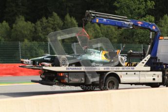 © Octane Photographic Ltd. 2011. Belgian Formula 1 GP, GP2 Race 2 - Sunday 28th August 2011. Jules Bianchi of Lotus ART's car being recovered. Digital Ref : 0205cb7d0401
