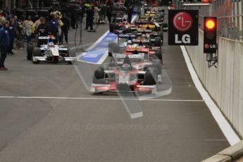 © Octane Photographic Ltd. 2011. Belgian Formula 1 GP, GP2 Race 2 - Sunday 28th August 2011. GP2 grid in the pits waiting for the green light. Digital Ref : 0205lw7d6789