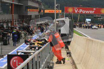 © Octane Photographic Ltd. 2011. Belgian Formula 1 GP, GP2 Race 2 - Sunday 28th August 2011. Marshels over looking the GP2 cars as they make their way to the grid. Digital Ref : 0205lw7d6792