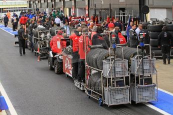 World © Octane Photographic Ltd. 2011. British GP, Silverstone, Friday 8th July 2011. GP2 Practice Session Pit Lane. Tire Buggies in the Pit Lane. Digital Ref: 0107LW7D5237