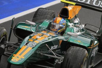 World © Octane Photographic Ltd. 2011. British GP, Silverstone, Saturday 9th July 2011. GP2 Practice Session Pit Lane. Esteban Gutiérrez - Lotus ART Digital Ref: 0108LW7D5284