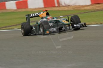 World © Octane Photographic Ltd. 2011. British GP, Silverstone, Saturday 9th July 2011. GP2 Practice Session Pit Lane. Jules Bianchi - Lotus ART Digital Ref: 0108LW7D5505