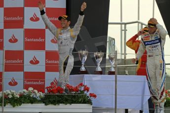 World © Octane Photographic Ltd. 2011. British GP, Silverstone, Sunday 9th July 2011. GP2 Race 2. Race 2 Podium, G. R. Grosjean- DAMS, D. Clos - Racing Engineering, Van Der Garde - Barwa Addax Team. Digital Ref: 0110LW7D8154