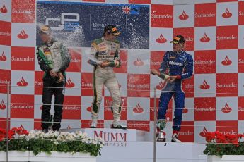 World © Octane Photographic Ltd. 2011. British GP, Silverstone, Saturday 9th July 2011. GP2 Race 1. Race 1 Podium, J. Bianchi - Lotus ART, C. Vietoris - Racing Engineering, M. Ericsson - iSport International. Digital Ref: 0109LW7D6606